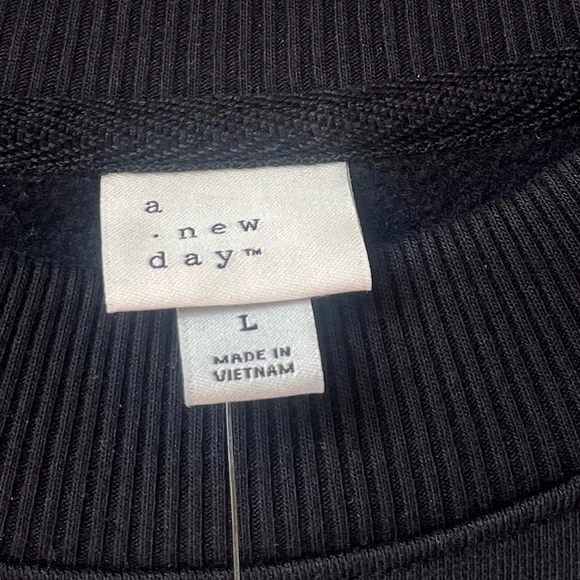 A New Day Long Sleeve Embellished Sweatshirt Womens Large Black Relaxed Fit NWT - Picture 6 of 10